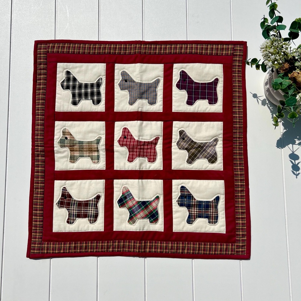 1993 Handmade Scottie Dog Hanging Quilt | Signed